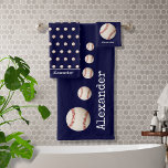 Monogram Name Baseball Softball Sport blau Badhandtuch Set<br><div class="desc">Navy Blue Mit Monogramm Name Baseball Softball Sport Bath Handtuch Set Baseball Baseball Softball,  Sport , Team,  Coach,  Spieler ,  Monogramm Name ,  Schlafzimmer,  Baseball Spitzen Stifte</div>
