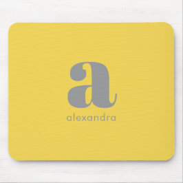 Monogram Name Beruflich Simple Yellow Grey Mousepad