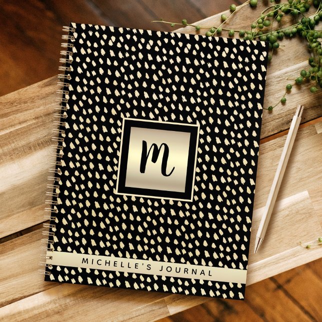 Monogram Name Black Gold-Folie Modernster Luxus Notizbuch (Von Creator hochgeladen)