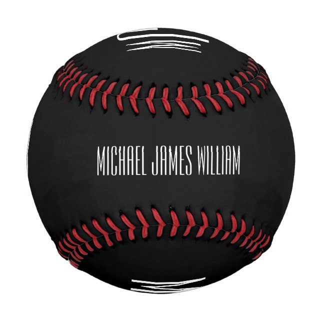 Monogram Name Black Modern Baseball (Vorderseite)