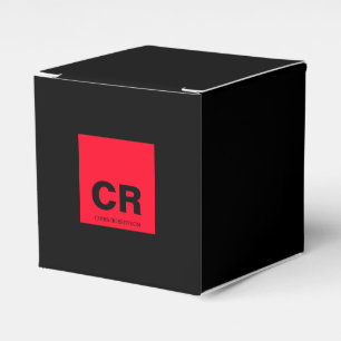 Monogram Name Black Red Create Custom Gift Geschenkschachtel