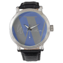 Monogram Name Blau grau stilvolles modernes Gesche