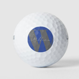 Monogram Name blau grau stylisch modern Golfball