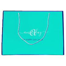 Monogram Name Blue Aqua Bridal Sweet 16. Wedding