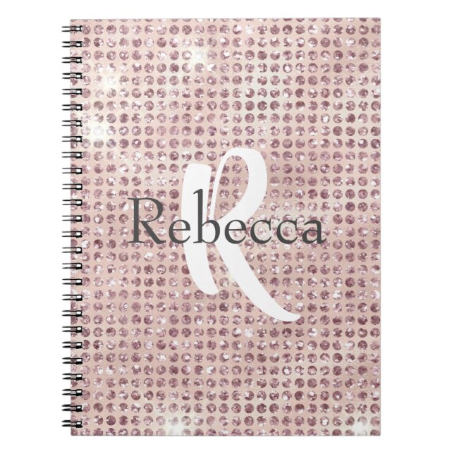 Monogram Name Blush Pink Diamond gegossen Trendy Notizblock (Vorderseite)
