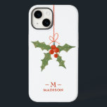 Monogram Name Christmas Holly Winter Floral Case-Mate iPhone 14 Hülle<br><div class="desc">Monogram Name Christmas Holly Winter Floral iPhone Smartphone Case bietet eine heilige Dekoration in rot und grün mit Ihrem personalisierten Namen und Monogramm in elegantem roten Skript unten. Personalisieren Sie den Text durch Bearbeiten in den bereitgestellten Textfeldern. Perfekt zum Geburtstag, Weihnachten, Muttertag, beste Freunde und vieles mehr. Entworfen von ©Evco...</div>