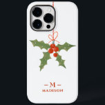 Monogram Name Christmas Holly Winter Floral Case-Mate iPhone 14 Pro Max Hülle<br><div class="desc">Monogram Name Christmas Holly Winter Floral iPhone Smartphone Case bietet eine heilige Dekoration in rot und grün mit Ihrem personalisierten Namen und Monogramm in elegantem roten Skript unten. Personalisieren Sie den Text durch Bearbeiten in den bereitgestellten Textfeldern. Perfekt zum Geburtstag, Weihnachten, Muttertag, beste Freunde und vieles mehr. Entworfen von ©Evco...</div>