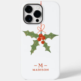 Monogram Name Christmas Holly Winter Floral Case-Mate iPhone 14 Pro Max Hülle