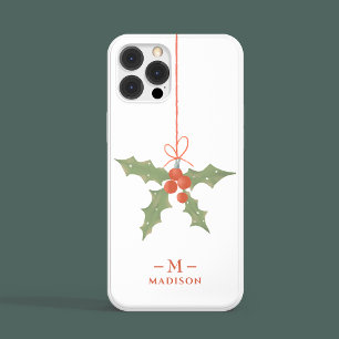 Monogram Name Christmas Holly Winter Floral Case-Mate iPhone Hülle