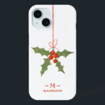 Monogram Name Christmas Holly Winter Floral Case-Mate iPhone Hülle<br><div class="desc">Monogram Name Christmas Holly Winter Floral iPhone 15 Hüllen Smart Phone Case bietet eine heilige Dekoration in rot und grün mit Ihrem personalisierten Namen und Monogramm in elegantem roten Skript unten. Personalisieren Sie den Text durch Bearbeiten in den bereitgestellten Textfeldern. Perfekt zum Geburtstag, Weihnachten, Muttertag, beste Freunde und vieles mehr....</div>