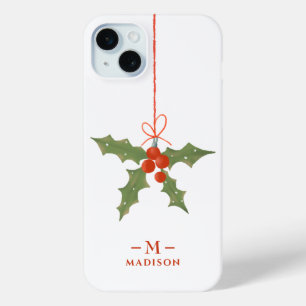 Monogram Name Christmas Holly Winter Floral Case-Mate iPhone Hülle