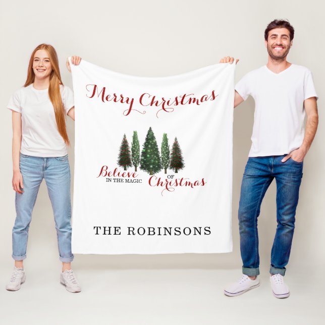 Monogram Name Christmas Trees Fleecedecke (Beispiel)
