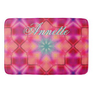 Monogram Name Colorful Blue Star Muster   Badematte