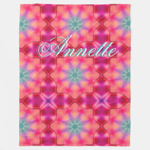 Monogram Name Colorful Blue Star Muster   Fleecedecke