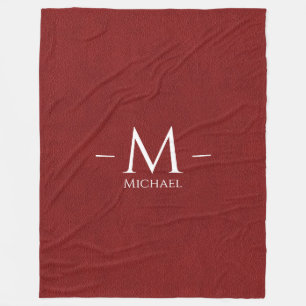 Monogram Name Custom Red Brother Leather Look Larg Fleecedecke