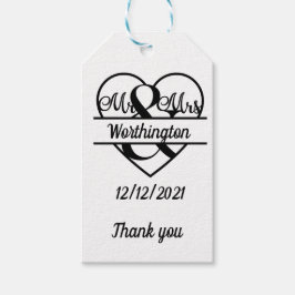 Monogram Name Date Heart Wedding Danke Geschenkanhänger