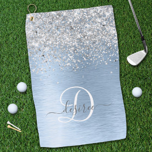 Monogram, Name des blauen, gebürsteten Metalls Sil Golfhandtuch