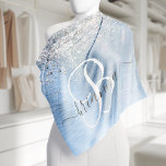 Monogram, Name des blauen, gebürsteten Metalls Sil Halstuch<br><div class="desc">Dieses trendige,  schicke Bandana-Design mit hübschem silber funkelndem Glitzer auf blau gebürstetem metallischem Hintergrund ist einfach zu personalisieren.</div>