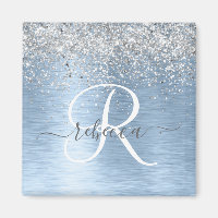Monogram, Name des blauen, gebürsteten Metalls Sil
