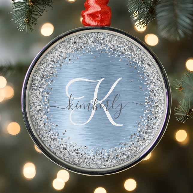 Monogram, Name des blauen, gebürsteten Metalls Sil Ornament Aus Metall (Von Creator hochgeladen)
