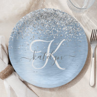 Monogram, Name des blauen, gebürsteten Metalls Sil