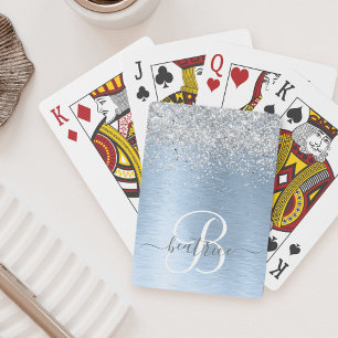 Monogram, Name des blauen, gebürsteten Metalls Sil Spielkarten