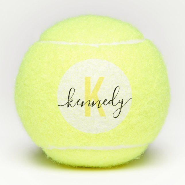 Monogram Name Eleganto Modern Script Custom Tennisbälle (Vorderseite)