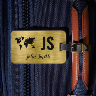 Monogram Name Gold Brushed Metallic Custom Travel Gepäckanhänger
