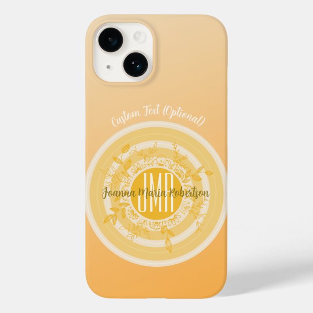 MONOGRAM NAME GOLD CREAM PFLANZE FOLIATIONSKREIS Case-Mate iPhone 14 HÜLLE (Rückseite)