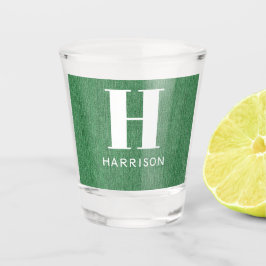 Monogram Name Green Denim Print 12oz Schnapsglas