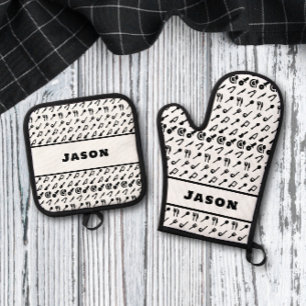 Monogram Name GRILLEN Koch Cook Grilling Oven Ofenhandschuh & Topflappen-Set
