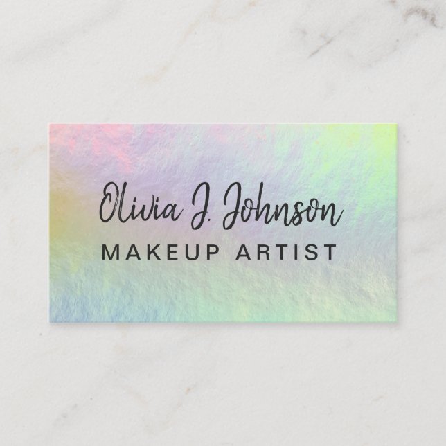 Monogram Name Holographic Opal Stone Business Card Visitenkarte (Vorderseite)