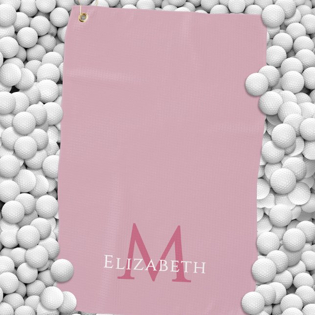 Monogram Name Initial Elegant Pink Golfhandtuch (Monogram Name Initial Elegant Pink Golf Towel)