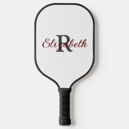 Monogram Name Initial Gray Burgundy Trendy Pickleball Schläger