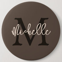 Monogram Name Initial Script Cream Brown