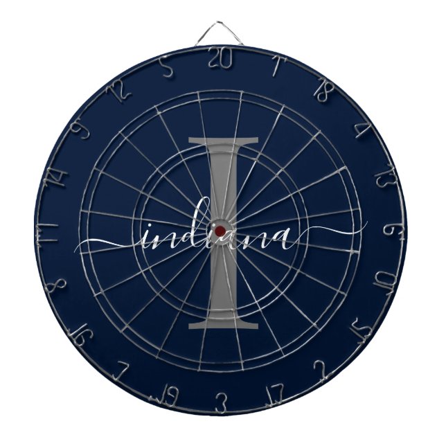 Monogram Name Initial Script Navy Blue Dartscheibe (vorne)