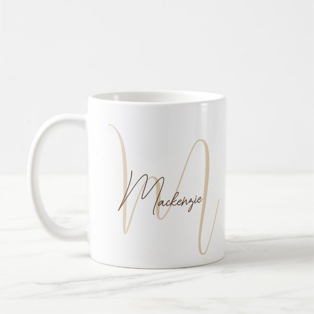 Monogram Name Initial Script Simple Modern Kaffeetasse (Links)