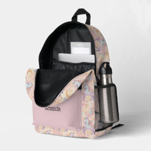 Monogram Name Initials Pastel Unicorns Girls Bedruckter Rucksack