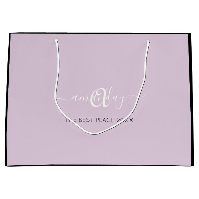 Monogram Name Lavender Lila Shop Hochzeit Große Geschenktüte (Vorderseite)