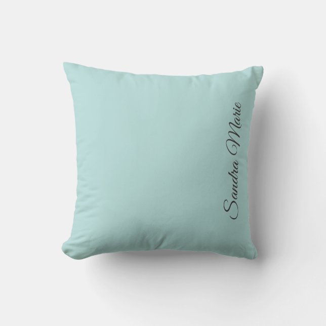 Monogram Name Light Aquamarin Aqua Solid Color Kis Kissen (Vorderseite)