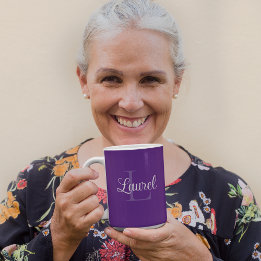 Monogram Name Lila Coffee Tasse