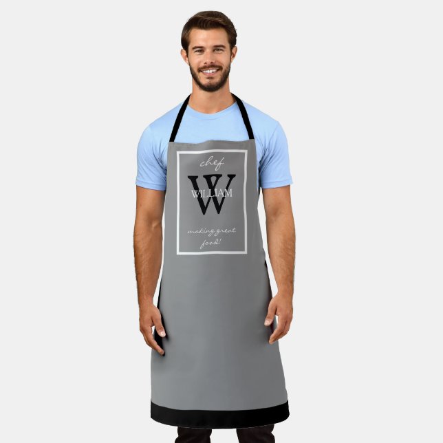 Monogram + NAME macht großartiges Essen All-Over P Schürze (Getragen)