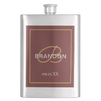 Monogram Name Modern Burgundy Gold Trauzeuge