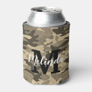Monogram Name Modern Camouflage Glitzer Party      Dosenkühler