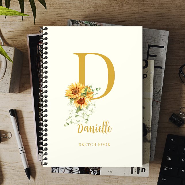 Monogram Name Moderne Blumenschrift Notizbuch (Von Creator hochgeladen)