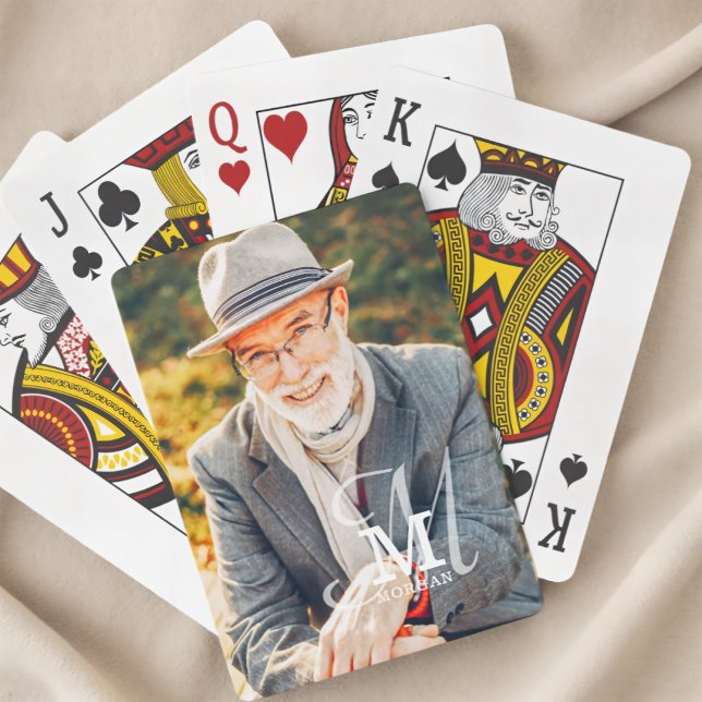 Monogram Name Modernes, elegantes Foto Spielkarten (Von Creator hochgeladen)