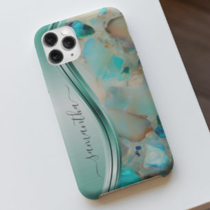 Monogram Name Opal Turquoise Aqua Case-Mate iPhone Hülle