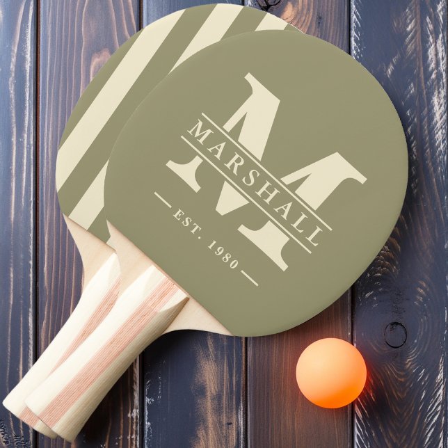 Monogram & Name Overlay Polo Striping Sage Meadow Tischtennis Schläger (Von Creator hochgeladen)