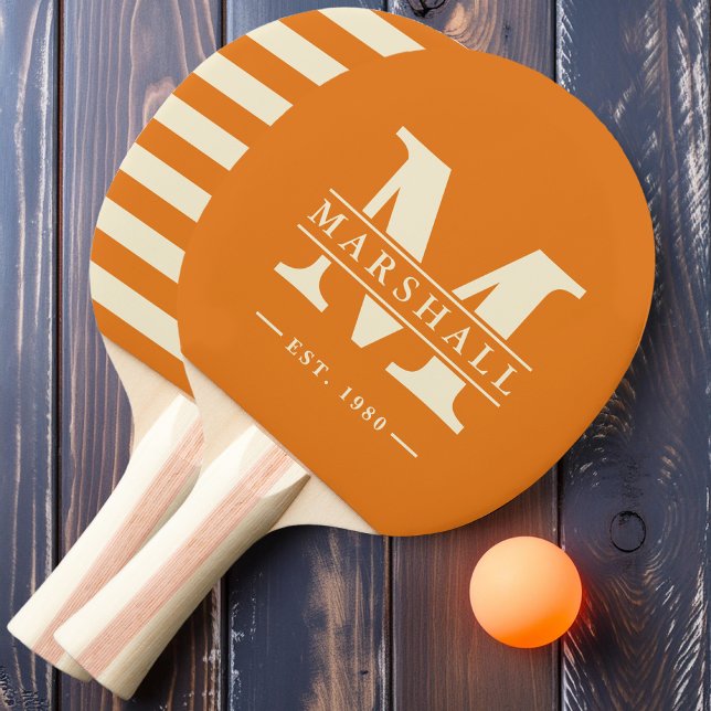 Monogram & Name Overlay Polo Warm Citrus Tischtennis Schläger (Von Creator hochgeladen)