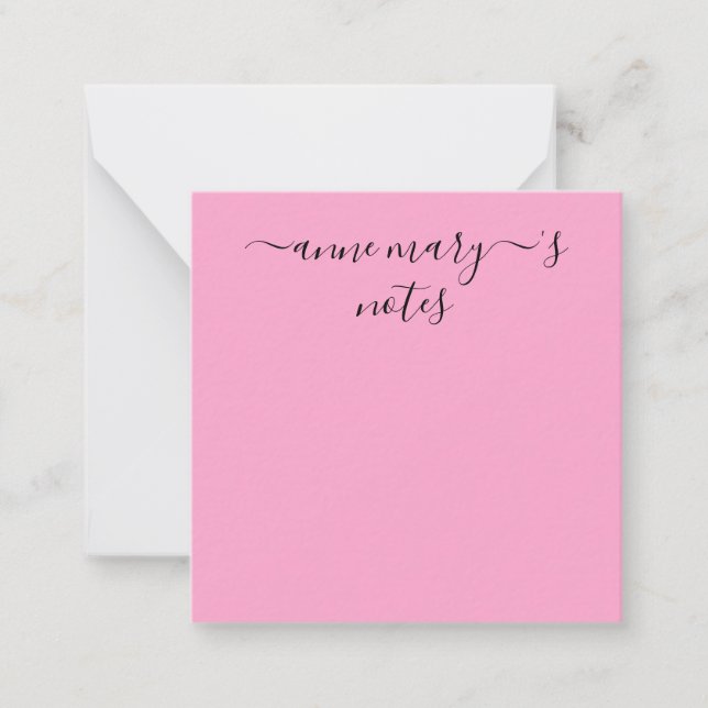 Monogram Name Pink Black Custom Bridal Hochzeiten Mitteilungskarte (Vorderseite)